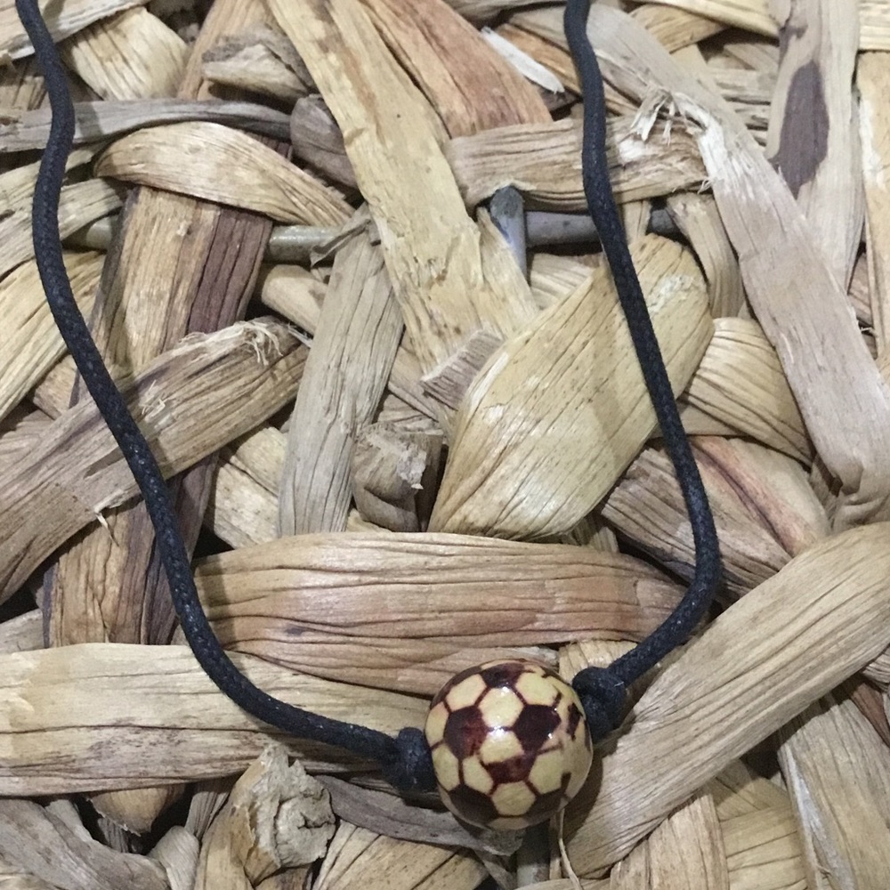 Handmade Wooden soccer ball boho cord necklace